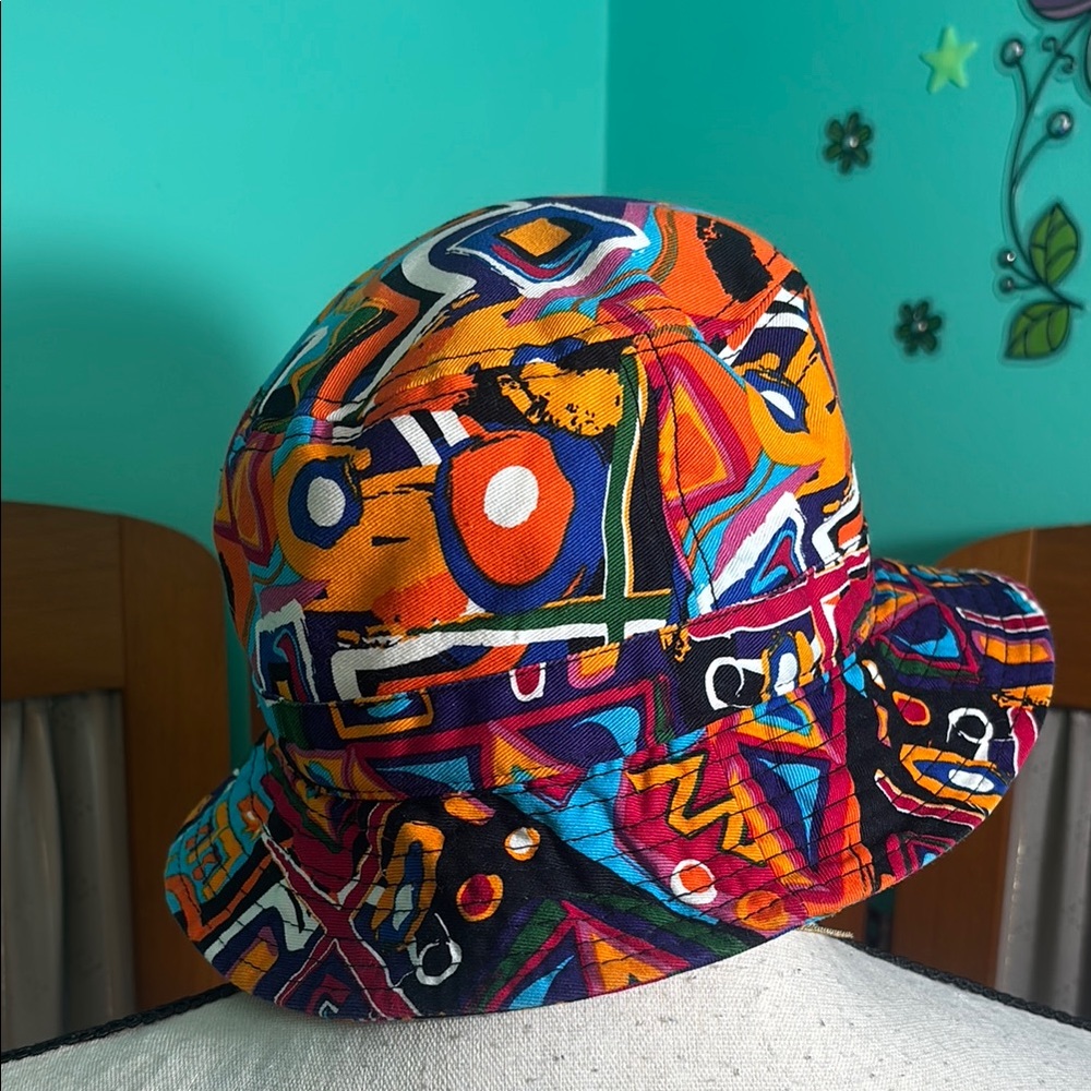 KBETHOS Orange and Blue Geometric Bucket Hat